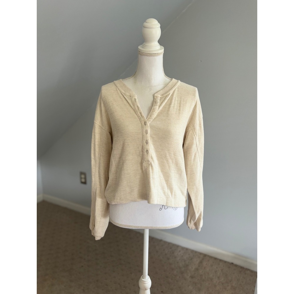 Aerie Button Henley Top Long Sleeve Casual Everyday Shirt‎ XS